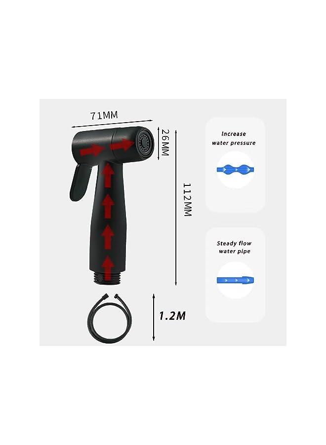 The Bros Handheld Bidet Sprayer for Toilet, ABS Adjustable Pressure Bidet Faucet Diaper Sprayer Set with Hose Attachment for Bathroom，Black - Image 2