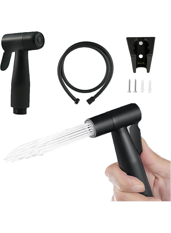 The Bros Handheld Bidet Sprayer for Toilet, ABS Adjustable Pressure Bidet Faucet Diaper Sprayer Set with Hose Attachment for Bathroom，Black - Image 1