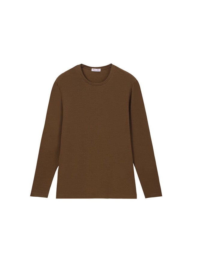 Manifen Tencel Wool Men's Thermal Underwear Antibacterial High Elasticity Close-fitting Autumn Base Layer Crew Neck Sweat-wicking Versatile Top