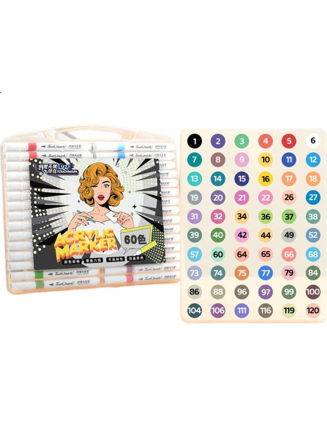 Touch Mark [Super Popular] Touchmark 60-Color Acrylic Markers, Watercolor Pens, Waterproof Quick-Drying Pens, Diy Doodle Drawing Pens, Children'S Student Color Pens, Refill Pen Set, Back-To Gift - Image 1
