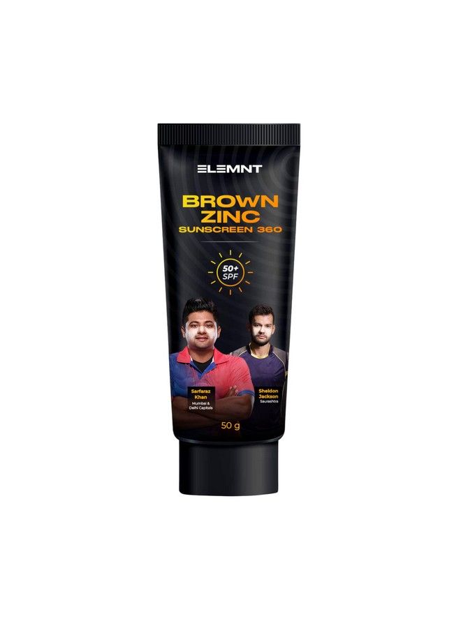 elemnt Brown Zinc Sunscreen 360 Brown Zinc Oxide Sunscreen For Cricketers ; Brown Zinc Spf 50 Water & Sweat Resistant Sunscreen That Lasts 3 Hrs+ 50Gm - Image 2