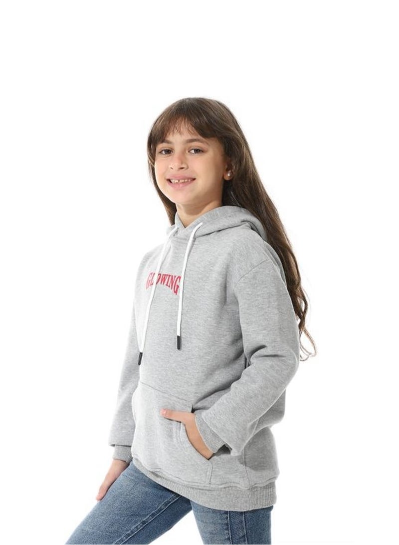Printed Girls Hoodie With Pocket