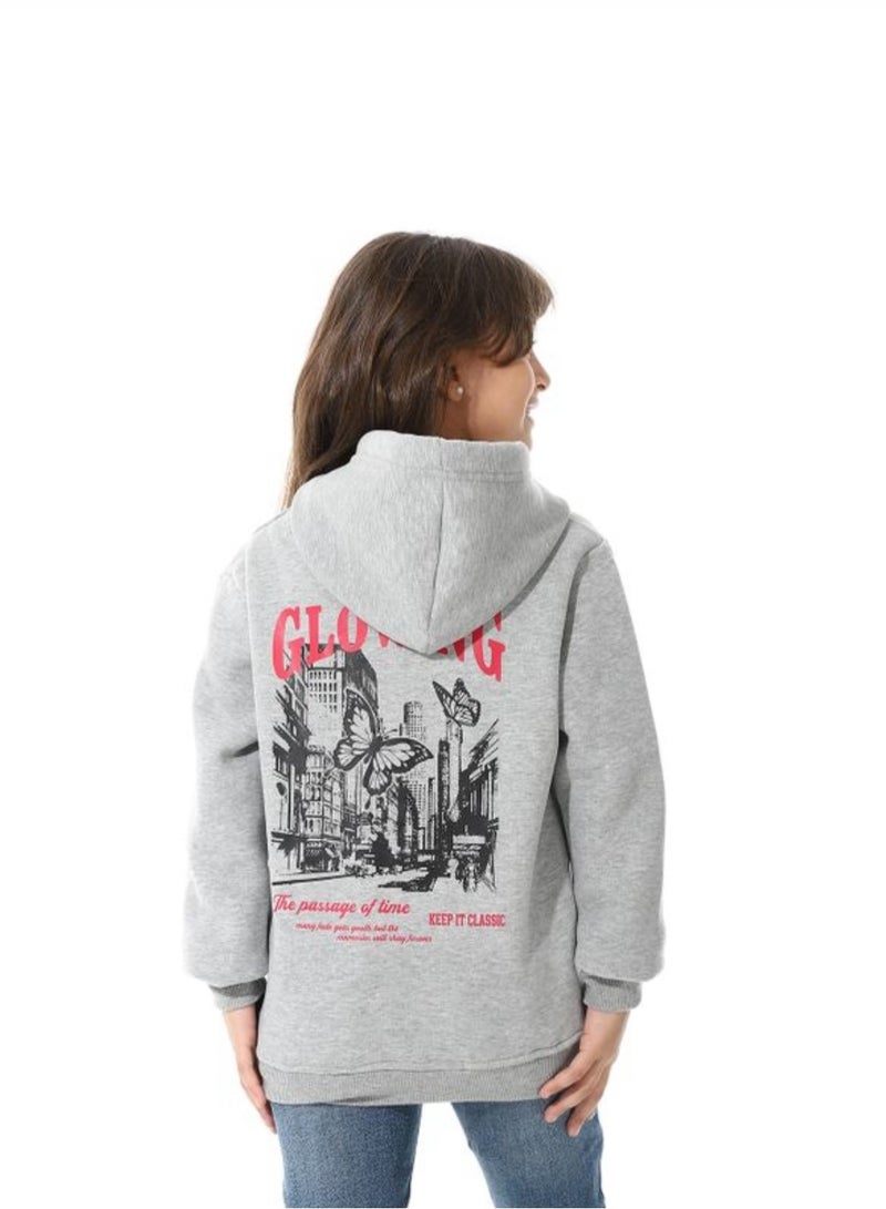 Printed Girls Hoodie With Pocket