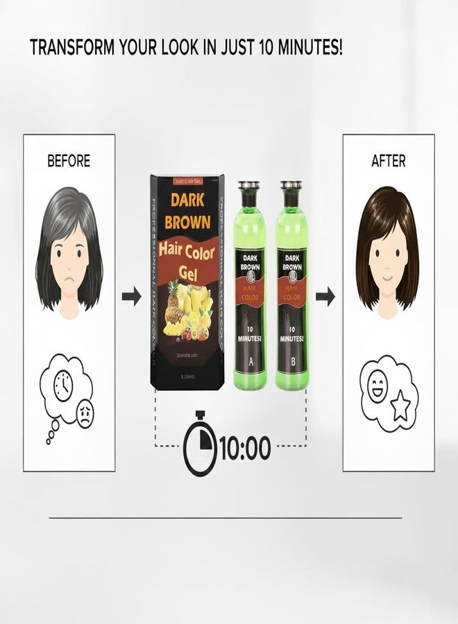 Sarbeau Dark BrownFruit Vinegar Hair Colour Gel with Fruit Vinegar Infusion - Professional Long-Lasting Hair Dye for Men & Women, Full Grey Coverage, Natural Shine, Non-Drip Formula, 2×500ml Salon Pack - Image 4