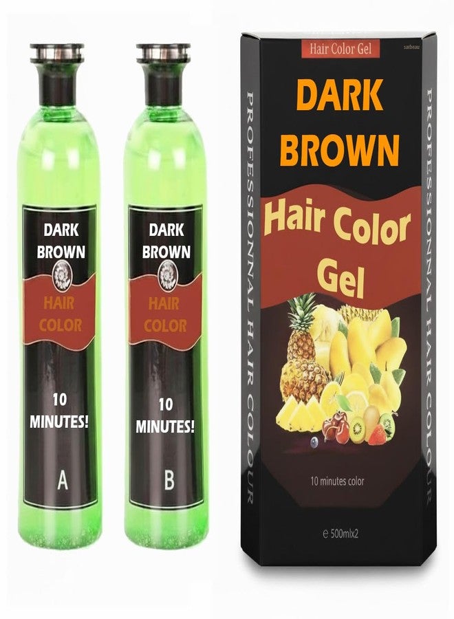Sarbeau Dark BrownFruit Vinegar Hair Colour Gel with Fruit Vinegar Infusion - Professional Long-Lasting Hair Dye for Men & Women, Full Grey Coverage, Natural Shine, Non-Drip Formula, 2×500ml Salon Pack - Image 1
