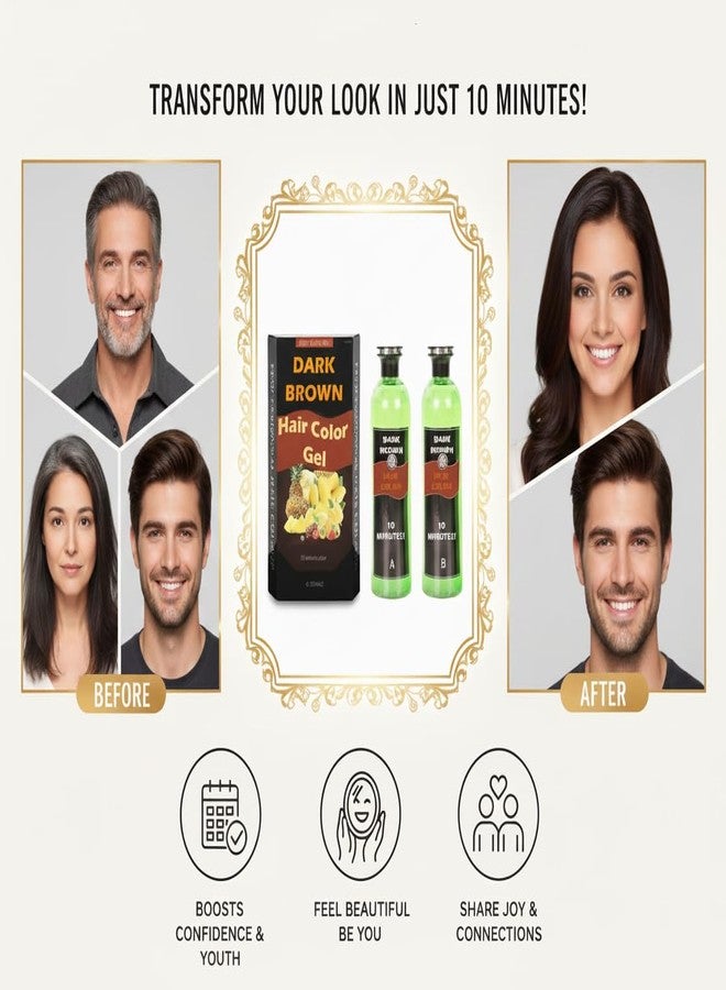 Sarbeau Dark BrownFruit Vinegar Hair Colour Gel with Fruit Vinegar Infusion - Professional Long-Lasting Hair Dye for Men & Women, Full Grey Coverage, Natural Shine, Non-Drip Formula, 2×500ml Salon Pack - Image 2