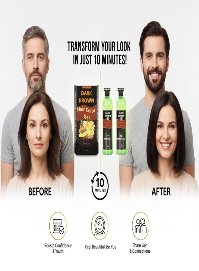 Sarbeau Dark BrownFruit Vinegar Hair Colour Gel with Fruit Vinegar Infusion - Professional Long-Lasting Hair Dye for Men & Women, Full Grey Coverage, Natural Shine, Non-Drip Formula, 2×500ml Salon Pack - Image 3