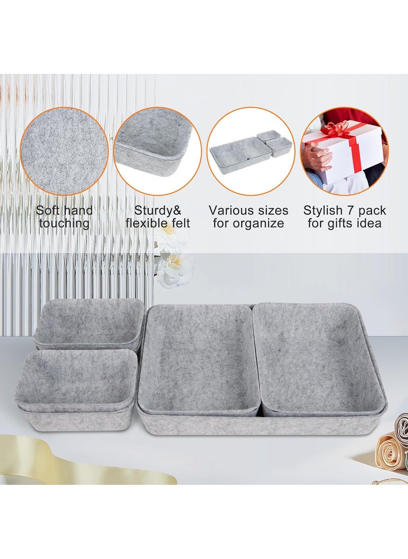 Kheera 7 PCS Drawer Organiser Divider Trays, Office Desk Organizer Drawer Trays, Dresser Divider Bins, Separators Drawer Divider for Kitchen Cutlery, Makeup, Office, Baby, Jewelries, Pens (Grey)  - Image 3