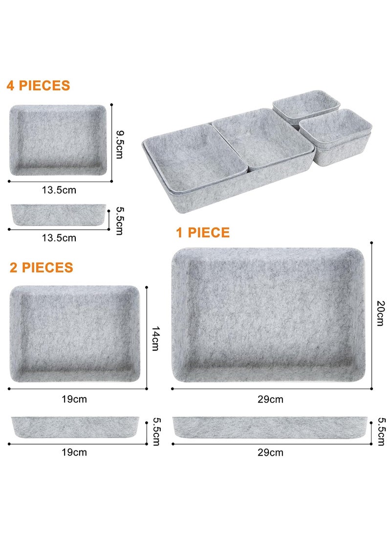 Kheera 7 PCS Drawer Organiser Divider Trays, Office Desk Organizer Drawer Trays, Dresser Divider Bins, Separators Drawer Divider for Kitchen Cutlery, Makeup, Office, Baby, Jewelries, Pens (Grey)  - Image 2