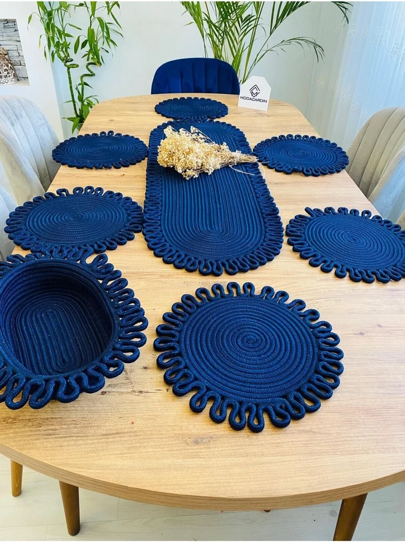 بدز ديري BDZ Leather Jute Wicker Decorative Service Plate Set of 5