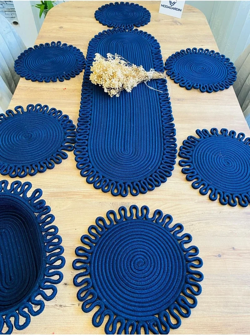 بدز ديري BDZ Leather Jute Wicker Decorative Service Plate Set of 5