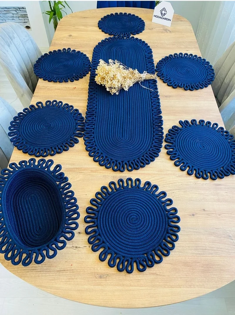 بدز ديري BDZ Leather Jute Wicker Decorative Service Plate Set of 5