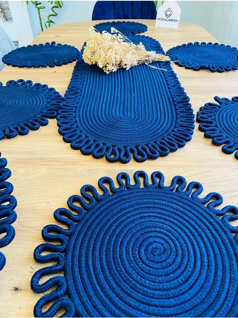 بدز ديري BDZ Leather Jute Wicker Decorative Service Plate Set of 5