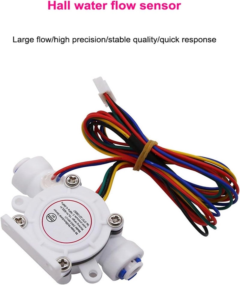 Water Flow Meters, 1/4" 3/8" Quick TDS Water Flow Sensor 1.75MPa Hall Sensor PE Pipe Turbine Flowmeter DC5~18V Water Quality Inspection Sensor(1/4",5 wire) - Image 5