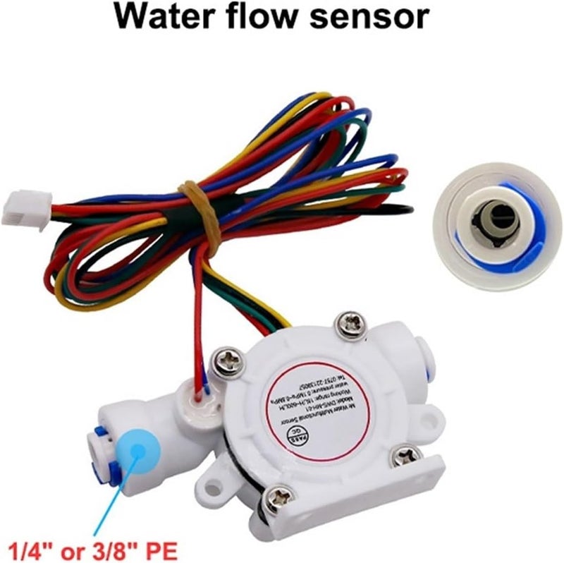 Water Flow Meters, 1/4" 3/8" Quick TDS Water Flow Sensor 1.75MPa Hall Sensor PE Pipe Turbine Flowmeter DC5~18V Water Quality Inspection Sensor(1/4",5 wire) - Image 3