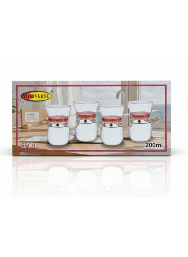 يونيفرس أكواب شاي زجاجية من يونيفرس، 6 قطع
