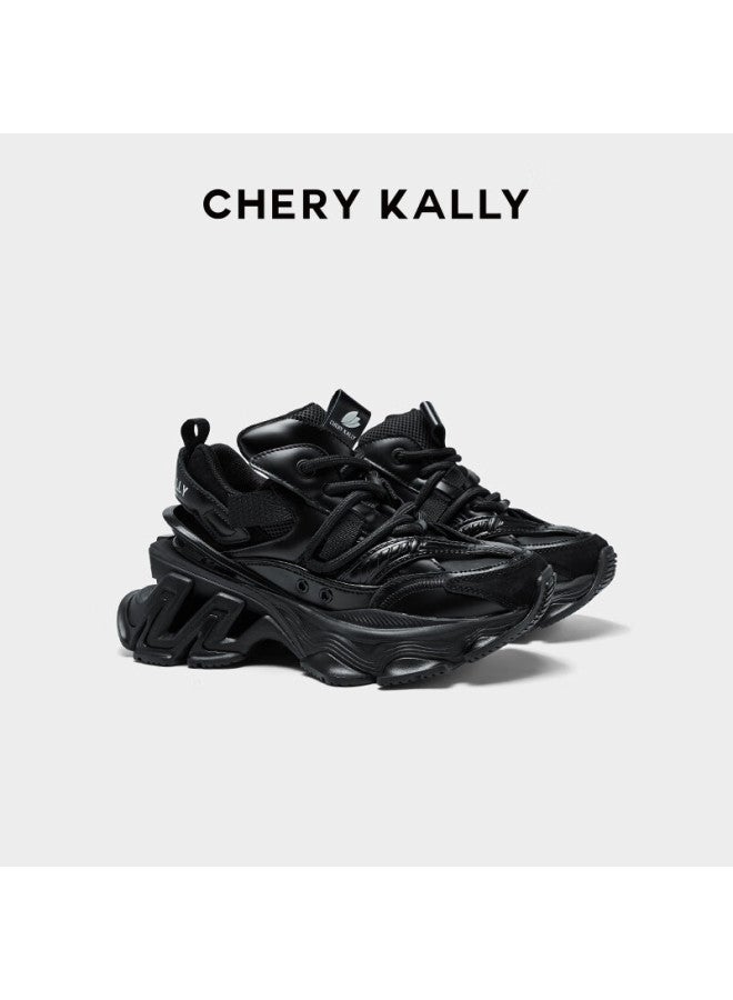 Chery Kally Star Same Style Classic Fashion Chunky Sneakers Women's Casual Thick-soled Height-increasing Shoes Ld4123 Black Size 38 - Image 3