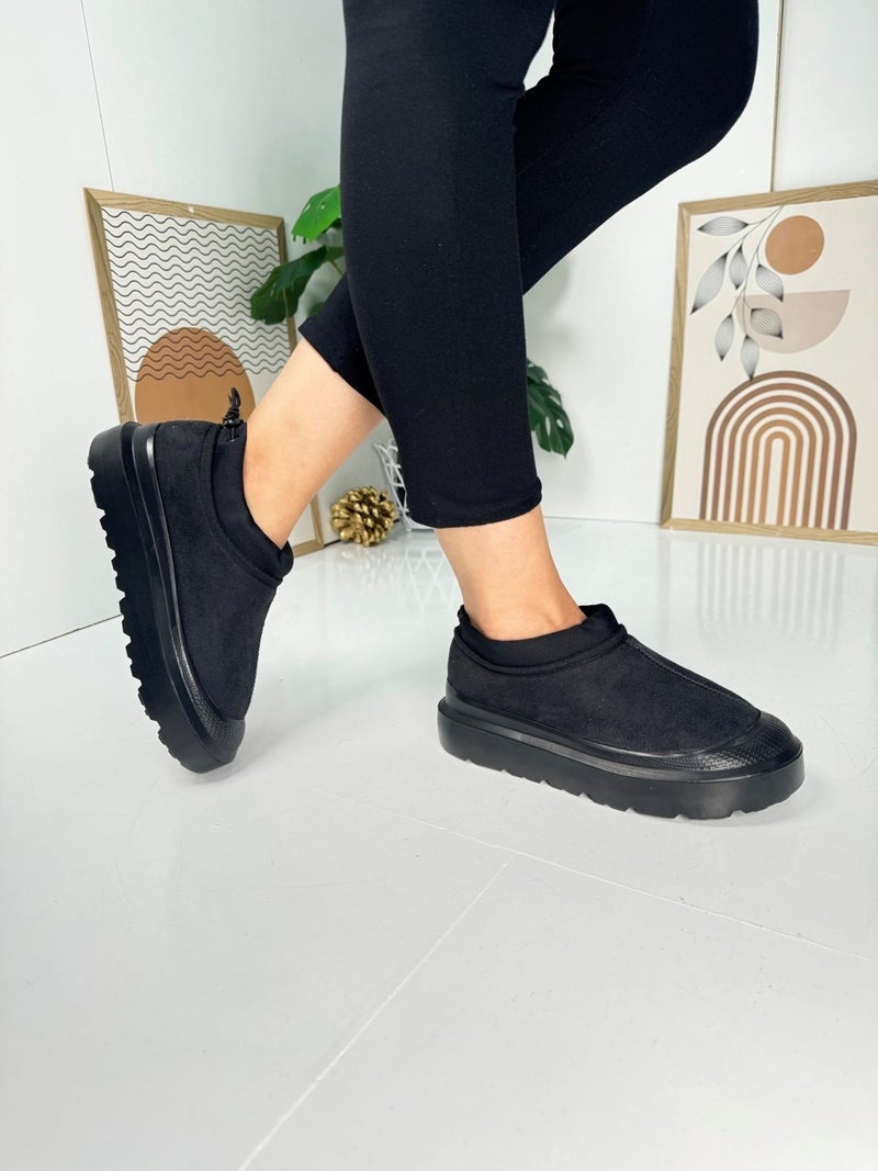 Nstil Casual Women's Boots Thick Heel Patterned Sole Fur Inside Adjustable Elastic Bootie 357 