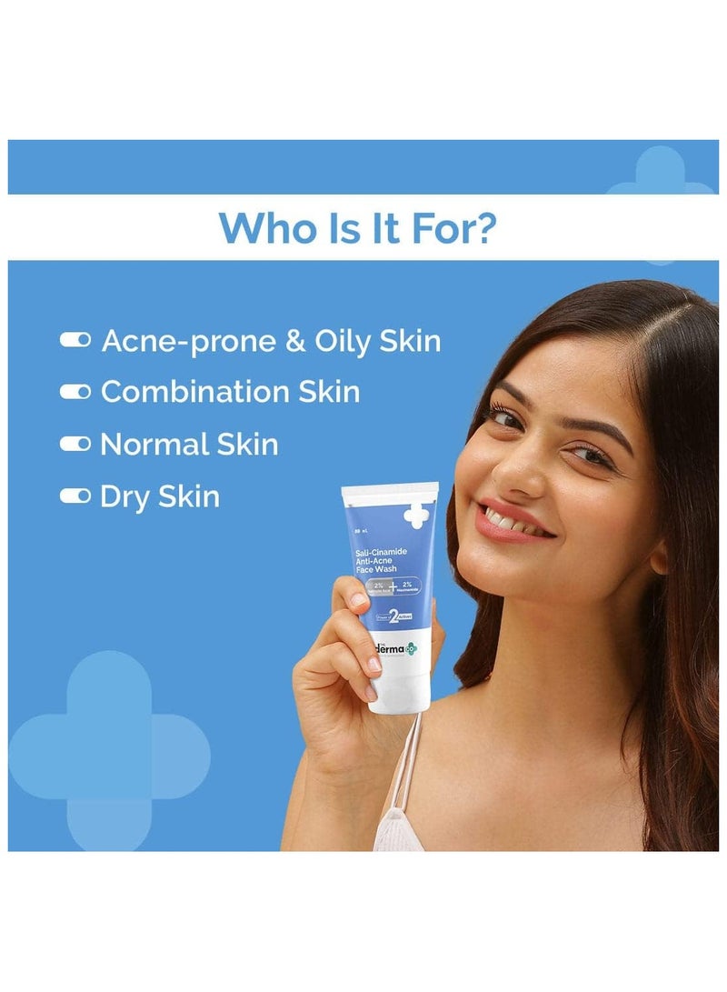 The Derma Co Sali-Cinamide Anti-Acne Face Wash with 2% Salicylic Acid & 2% Niacinamide - 80ml - Image 4