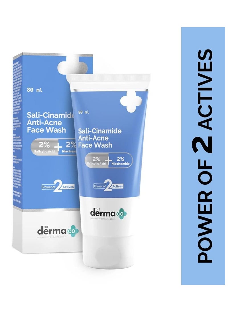The Derma Co Sali-Cinamide Anti-Acne Face Wash with 2% Salicylic Acid & 2% Niacinamide - 80ml - Image 2