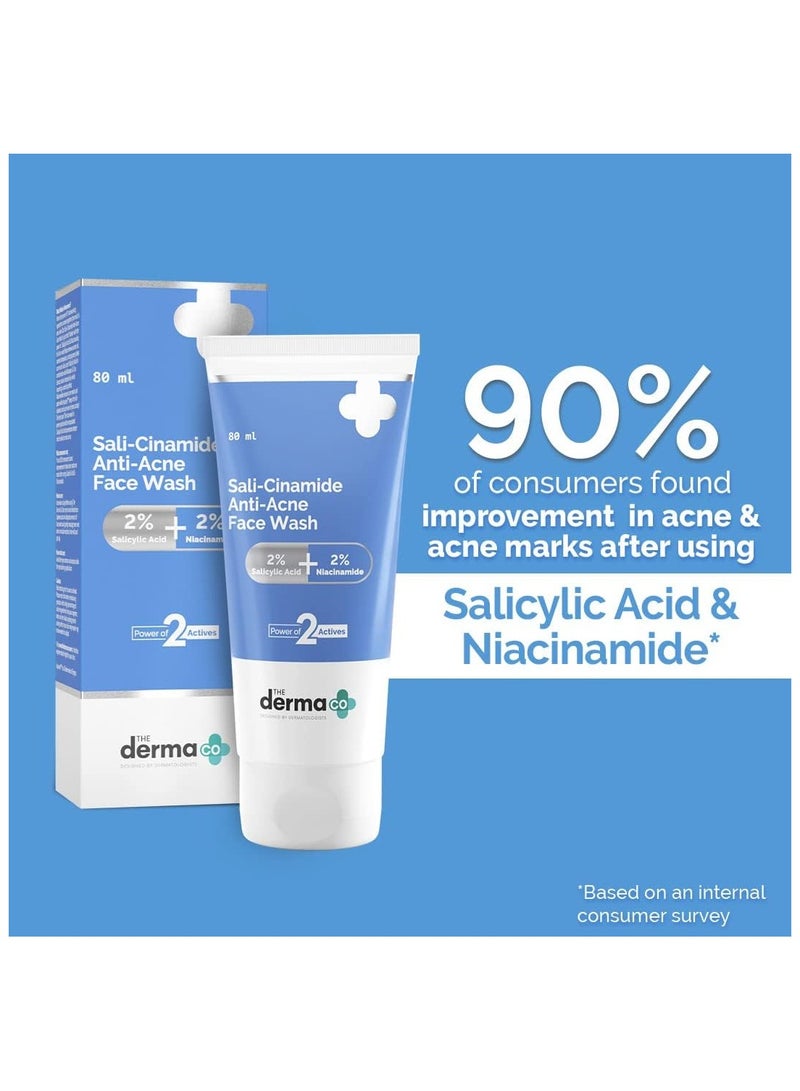 The Derma Co Sali-Cinamide Anti-Acne Face Wash with 2% Salicylic Acid & 2% Niacinamide - 80ml - Image 3