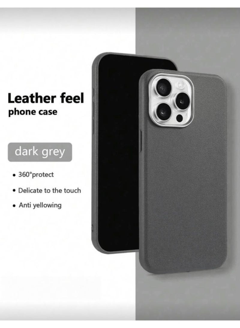 Multi Impex iPhone 16 Luxury Leather Texture Phone Case Grey - Image 2