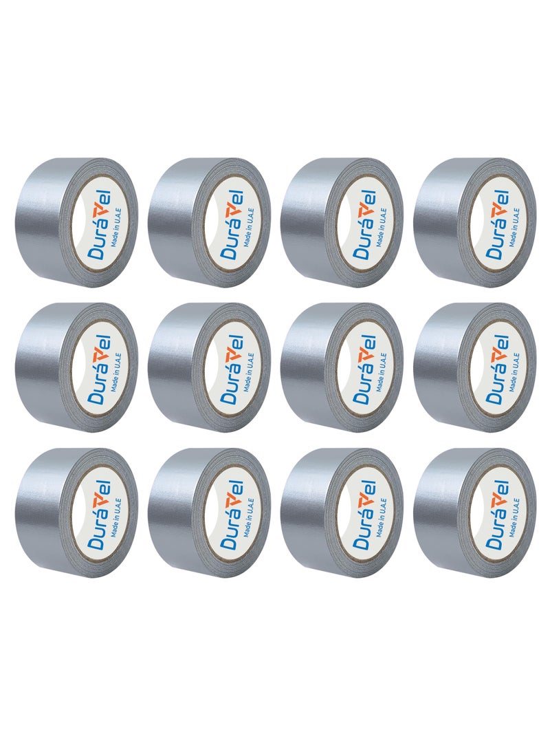 Duravel - Duravel 12 Roll Duct Tape | 2 inches x 15 yards Strong Adhesive Grey Tape for Packing, Kitchen Home, Office, Indoor & Outdoor Use - Image 1