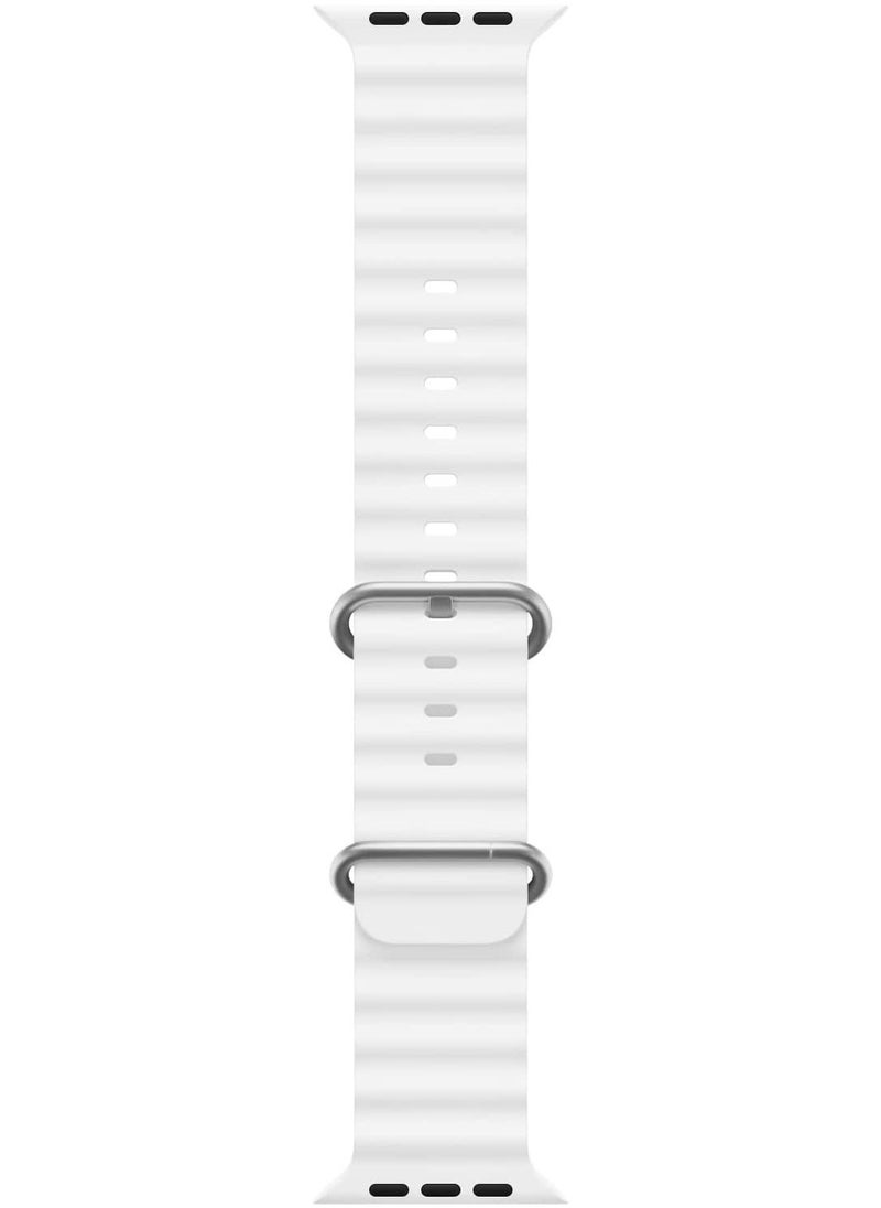 BGM Ocean Band Compatible with Apple Watch Band Ultra 49mm 45mm 44mm 42mm, Adjustable Loop with Buckle Soft Stretchy Silicone Sports Band for iWatch Series SE 8 7 6 5 4 3 2 1 Men Women, White - Image 4
