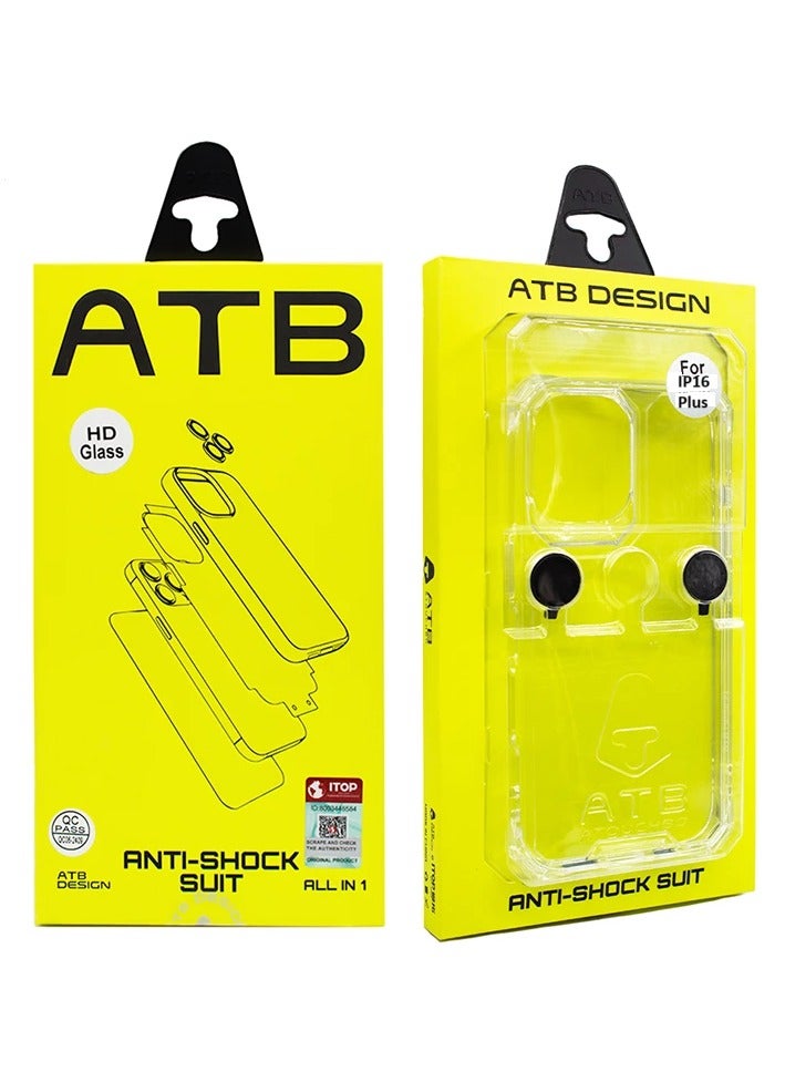 اي تي بي طقم حماية شامل 6 في 1 ايفون 16بلس تركيب سهل فائق الدقة مع واقي شاشة زجاجي شفاف يمنحك حماية متكاملة وسهلة التركيب من جميع الجوانب. يشمل واقي شاشة زجاجي شفاف عالي الجودة، كفر بلاستيكي شفاف، حماية عدسات الكاميرا، لزقات حماية قماشية لفتحات السماعة من الغبار، إطار مغناطيسي لتثبيت الكفر، ولزقة حماية للظهر. - Image 1