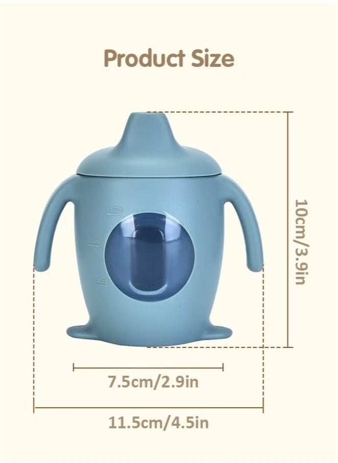 Gonice Baby Silicone Sippy Cup, Baby Training Cup with Handles, Lid and Straw, Baby Snacks Cups, Spill Proof and Non-Slip Sippy Cup for 6-12 Months Babies, 150ml  - Image 5