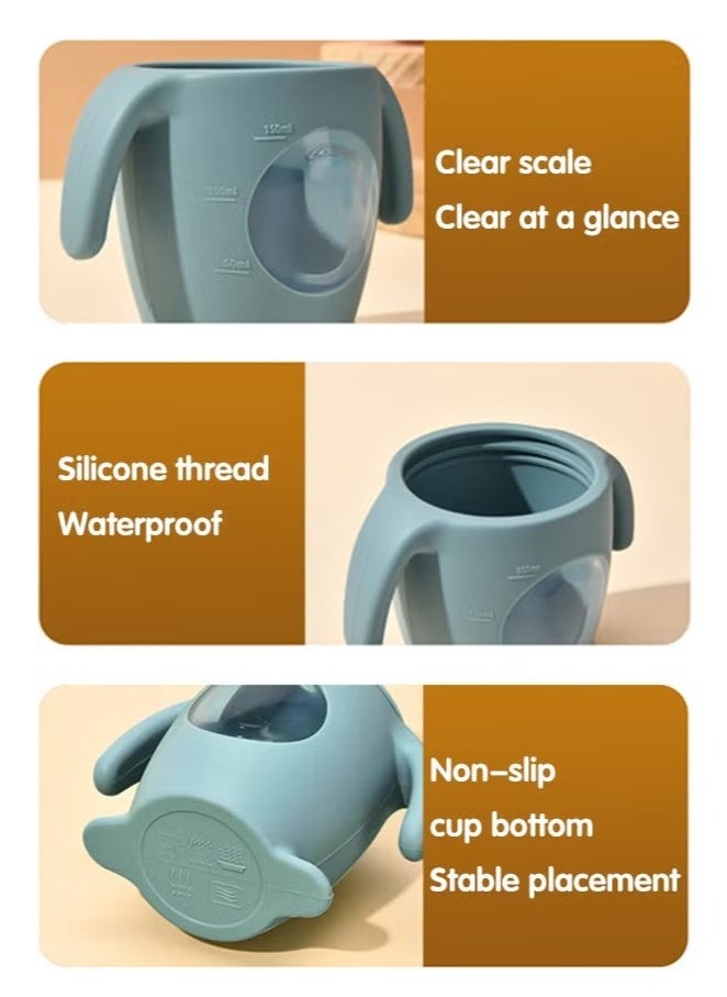 Gonice Baby Silicone Sippy Cup, Baby Training Cup with Handles, Lid and Straw, Baby Snacks Cups, Spill Proof and Non-Slip Sippy Cup for 6-12 Months Babies, 150ml  - Image 3