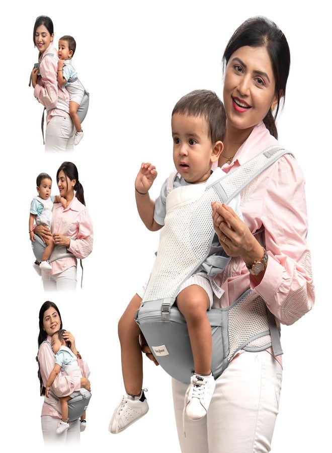 GoodLuck Baybee Flownest Baby Carrier for 0 to 3 Years Baby | Adjustable Baby Carry Bag with 6 Carrying Positions, Breathable Mesh Fabric & Back Support | 30° Inclined Non-Slip Padded Hip Seat Baby Carrier for New Born | Kangaroo Bags for Toddlers (Grey) - Image 1
