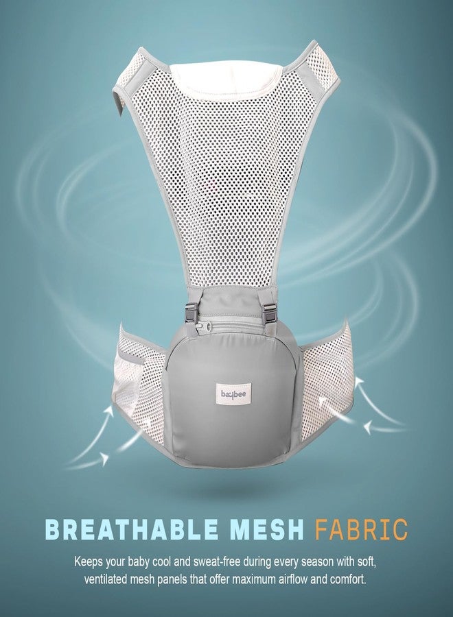 GoodLuck Baybee Flownest Baby Carrier for 0 to 3 Years Baby | Adjustable Baby Carry Bag with 6 Carrying Positions, Breathable Mesh Fabric & Back Support | 30° Inclined Non-Slip Padded Hip Seat Baby Carrier for New Born | Kangaroo Bags for Toddlers (Grey) - Image 4