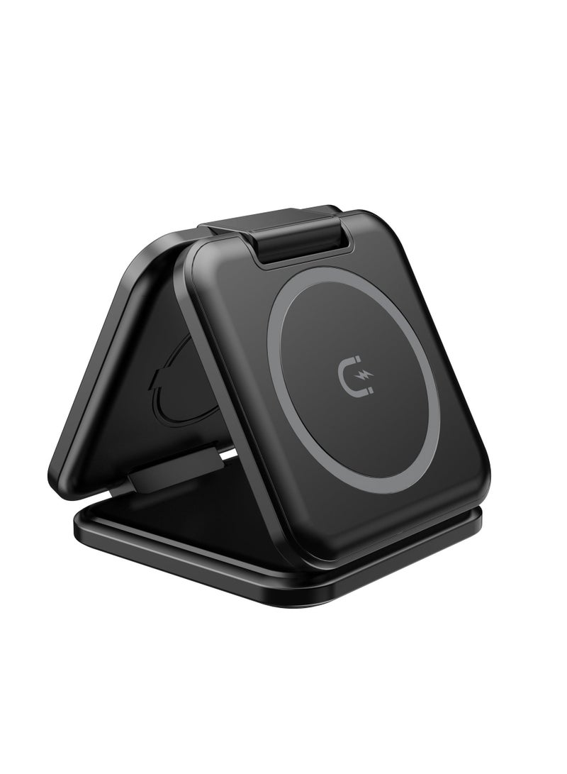 NIBEMINENT 3 In 1 Magnetic Wireless Charger Pad Foldable Phone Chargers Stand For IPhone 14 13 12 Airpods IWatch 7 6 5 Xiaomi Fast Charging Wireless Charging For Samsung S22 S21 S20 - Image 1