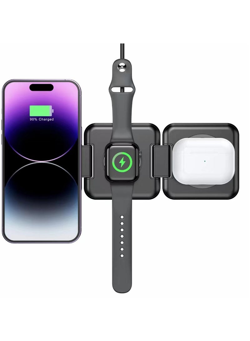 NIBEMINENT 3 In 1 Magnetic Wireless Charger Pad Foldable Phone Chargers Stand For IPhone 14 13 12 Airpods IWatch 7 6 5 Xiaomi Fast Charging Wireless Charging For Samsung S22 S21 S20 - Image 4