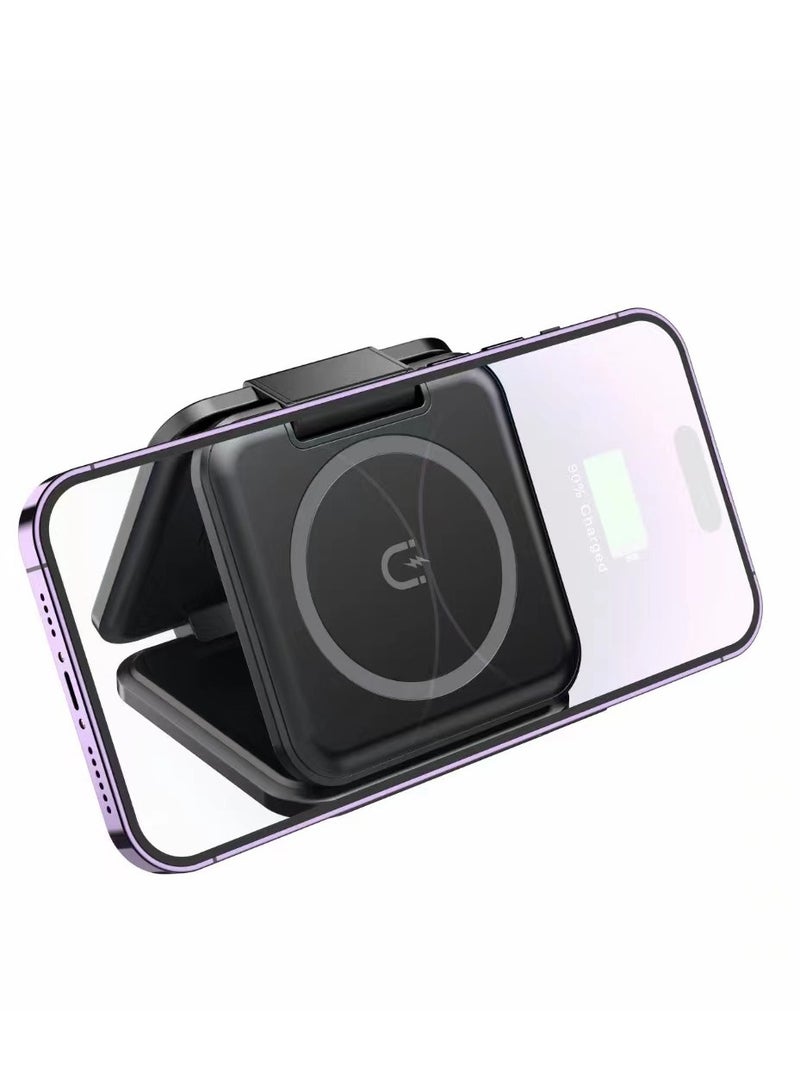 NIBEMINENT 3 In 1 Magnetic Wireless Charger Pad Foldable Phone Chargers Stand For IPhone 14 13 12 Airpods IWatch 7 6 5 Xiaomi Fast Charging Wireless Charging For Samsung S22 S21 S20 - Image 3
