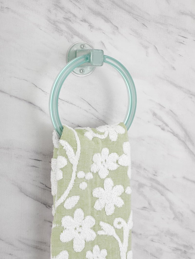 iSTAR ABS Plastic Self Adhesive Sticker Hand Towel Ring Holder for Bathroom Washbasin Towel Hanger Unbreakable Napkin Holder Stand for Kitchen Bathroom Accessroies, (Green) Pack of 1 - Image 1