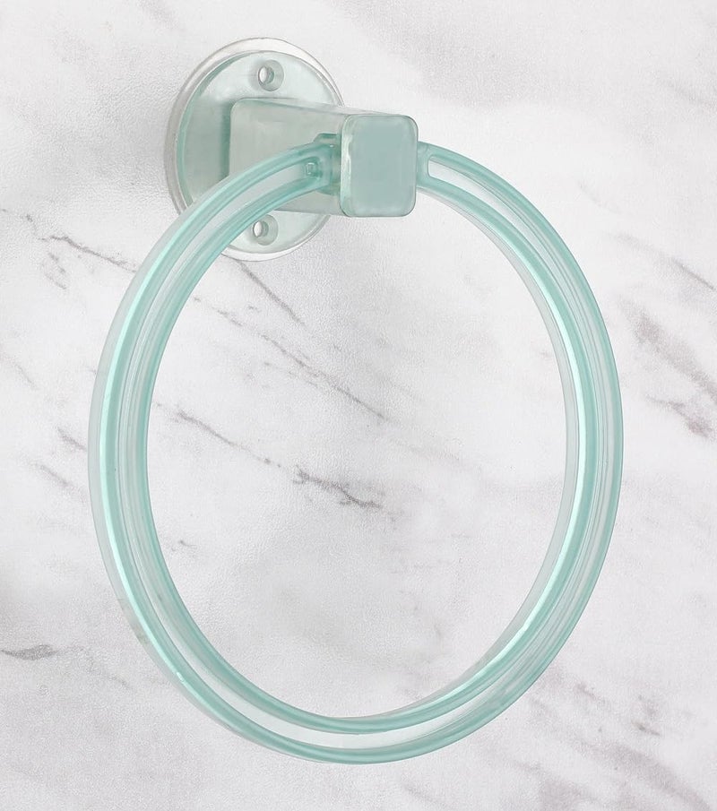 iSTAR ABS Plastic Self Adhesive Sticker Hand Towel Ring Holder for Bathroom Washbasin Towel Hanger Unbreakable Napkin Holder Stand for Kitchen Bathroom Accessroies, (Green) Pack of 1 - Image 2