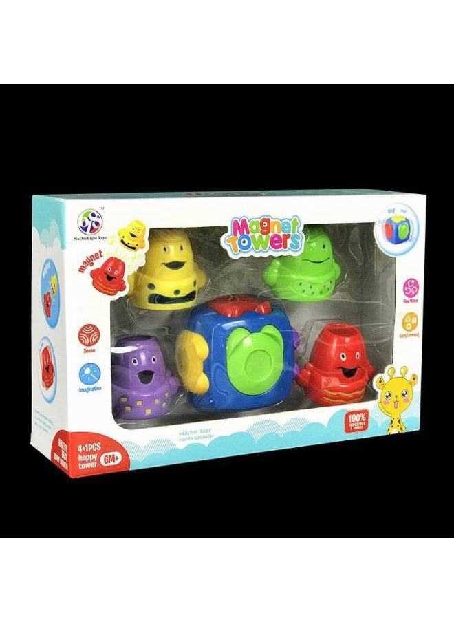 Tumbler Baby Toys Baby Point Face Tumbler Cartoon Animal Tumbler Rattle Gift-Color:Red  - Image 1