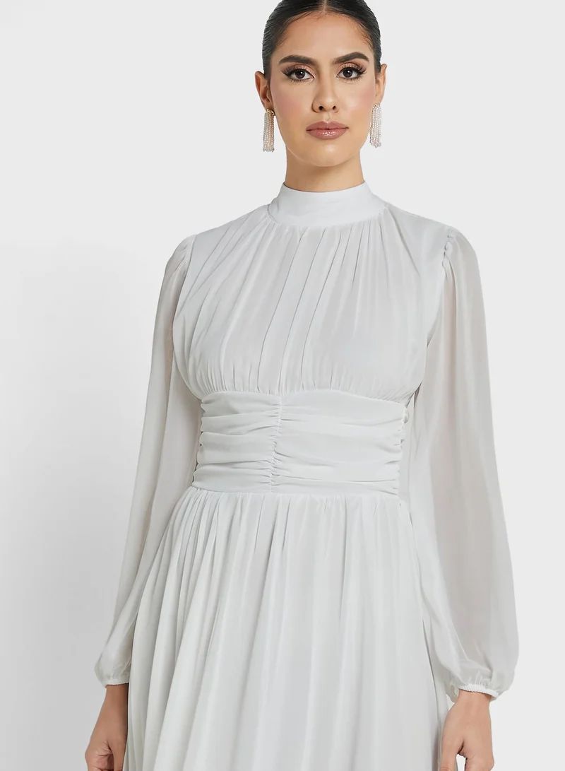 Khizana Ruched Waist Detail A-Line Dress