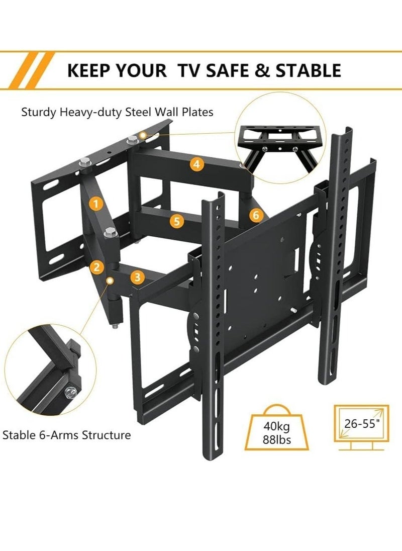 TV Stand/Television Stands for 26-75 Inch TV. Wall Mount TV Stand with Rugged Double Arm Bracket, Standard Load-bearing 26"-55", Maximum size 75 inch, Universal TV Stand Holds Up to 40kg - Image 2