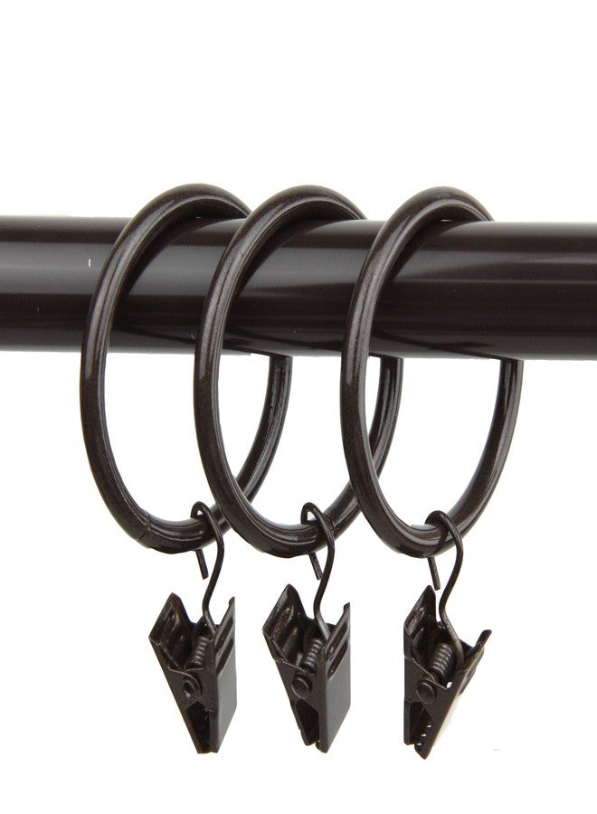 Rod Desyne 10 Count 1-3/8-Inch Curtain Rings with Clip for Windows, Cocoa - Image 1