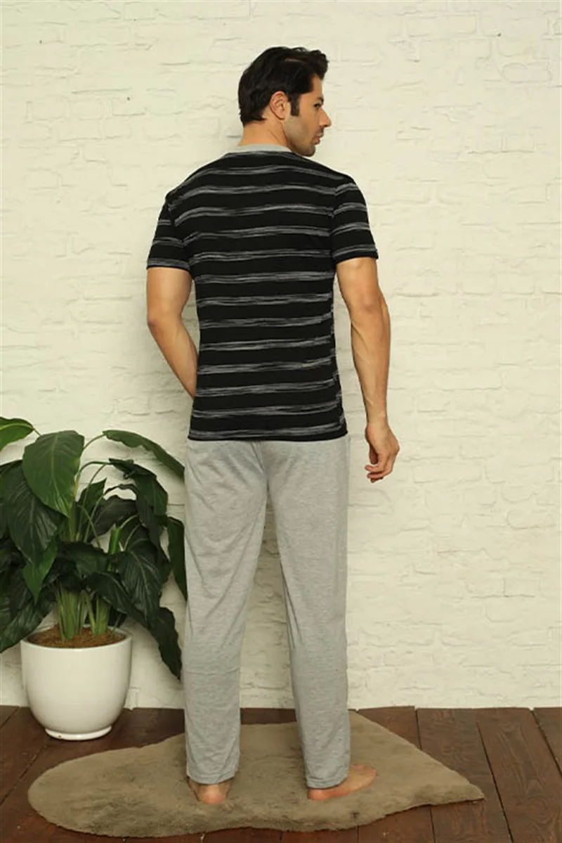 اكبينيز Men's Navy Blue 3-Piece Pajamas Set 6823
