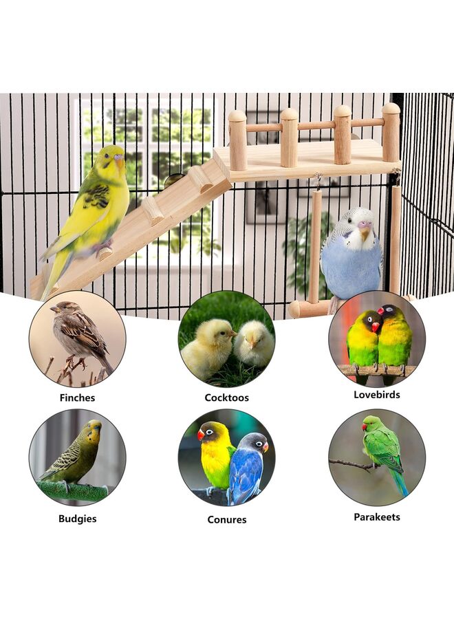 Bird Perches Cage Toys Bird Wooden Play Gyms Stands with Climbing Ladder, Parrot Play Stand and Bird Swing for Green Cheeks,Bird Cage Chewing Toys Sets - Image 3