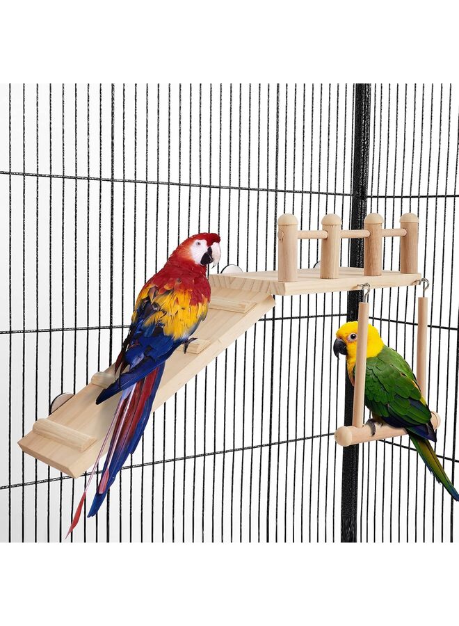 Bird Perches Cage Toys Bird Wooden Play Gyms Stands with Climbing Ladder, Parrot Play Stand and Bird Swing for Green Cheeks,Bird Cage Chewing Toys Sets - Image 1
