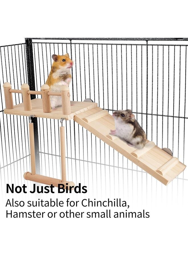 Bird Perches Cage Toys Bird Wooden Play Gyms Stands with Climbing Ladder, Parrot Play Stand and Bird Swing for Green Cheeks,Bird Cage Chewing Toys Sets - Image 4