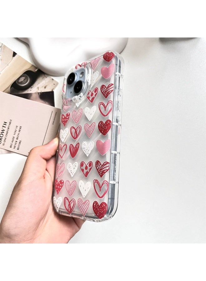 NIBEMINENT Pink Graffiti Heart Protective TPU Case Cover For iPhone 16 Pro Max Clear - Image 2