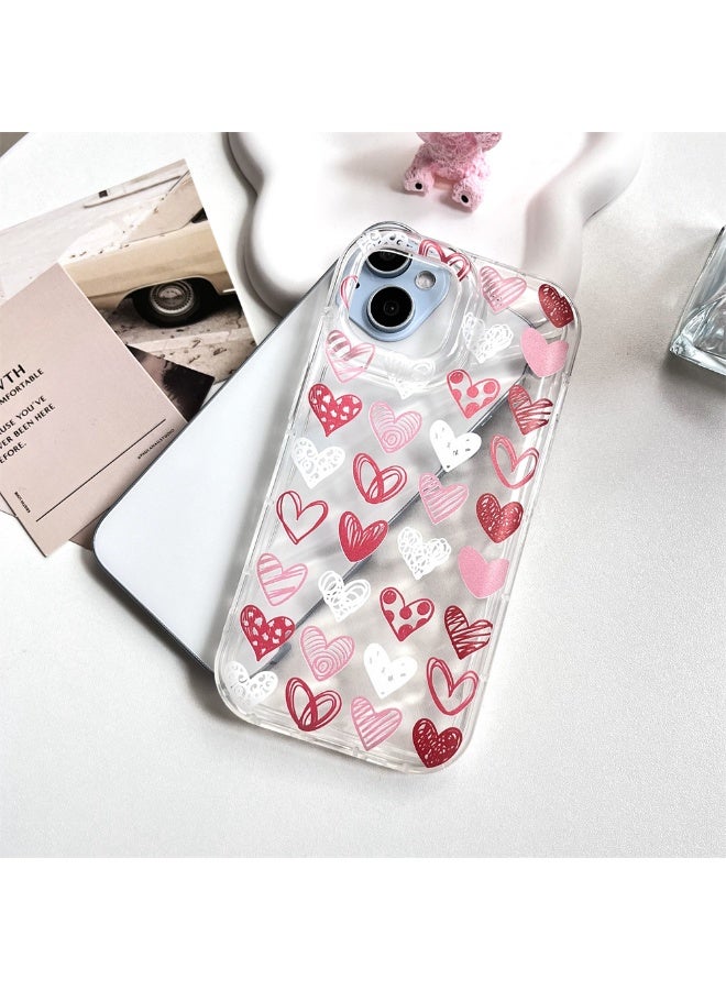 NIBEMINENT Pink Graffiti Heart Protective TPU Case Cover For iPhone 16 Pro Max Clear - Image 1