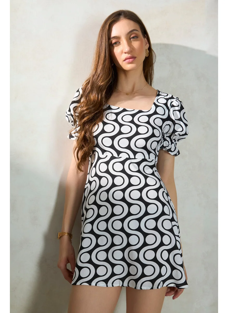 Virgio Virgio Abstract Printed A-Line Dress
