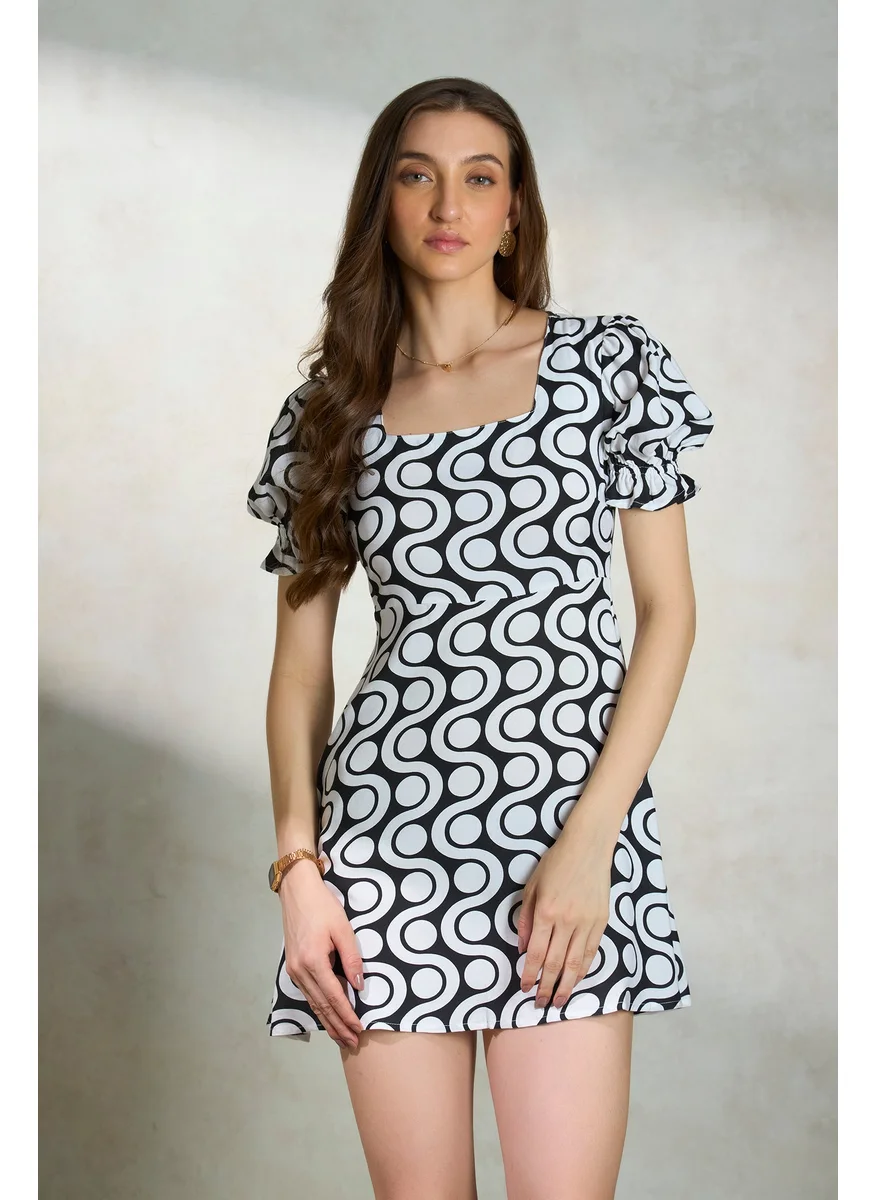 Virgio Virgio Abstract Printed A-Line Dress